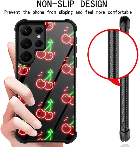 Miniatura 3 de ZHEGAILIAN Funda compatible con Samsung Galaxy S22 Ultra, patrón trasero negro con esquinas que absorben los golpes, diseño de TPU suave, funda