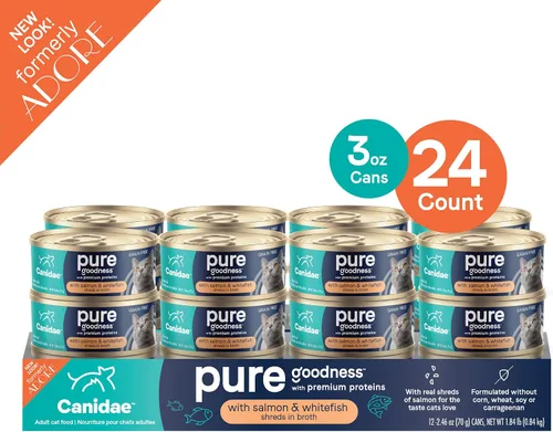 Miniatura 3 de Canidae Pure Adore Premium - Alimento húmedo para gatos, salmón y pescado blanco en caldo, 2.46 onzas (caja de 24), sin granos