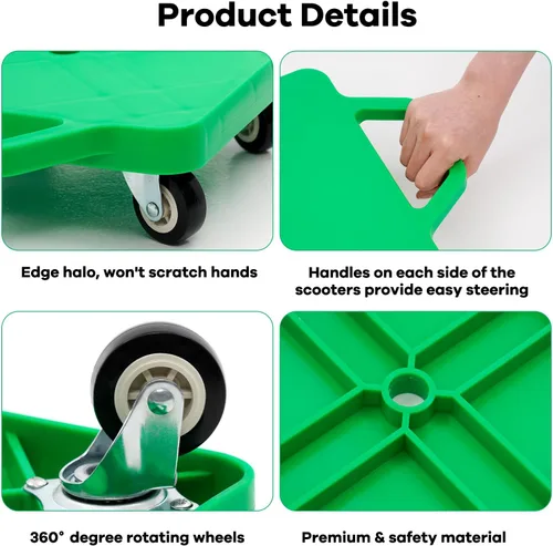Miniatura 3 de Tabla de sentarse para niños con ruedas universales – Scooter de plástico de seguridad para niños de 6 a 12 años – Scooter deportivo manual con asas