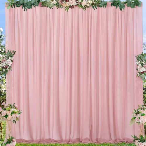Miniatura 20 de PARTISKY Cortinas de telón de fondo de gasa negra de 10 x 7 pies, cortinas de fotos de tela transparente sin arrugas para boda, ceremonia, arco