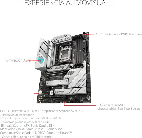 Miniatura 4 de ASUS ROG Strix B650-A Gaming WiFi AMD B650 AM5 Ryzen™ Desktop 9000 8000 y 7000 ATX placa base, 12 + 2 etapas de potencia, DDR5, ranura M.2 3x, PCIe®
