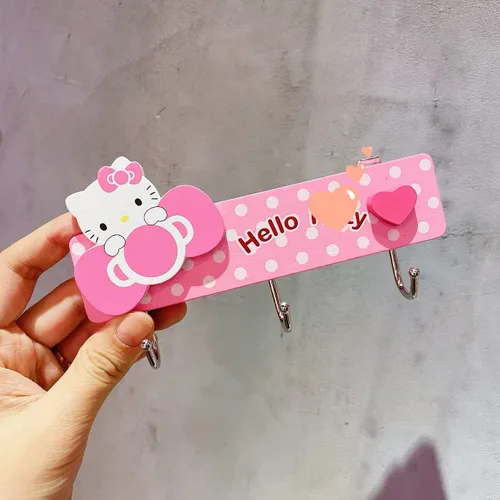 Miniatura 2 de KOZUKI Colgador de madera rosa con ganchos para el hogar, ropa, bolso (3 ganchos rosa)