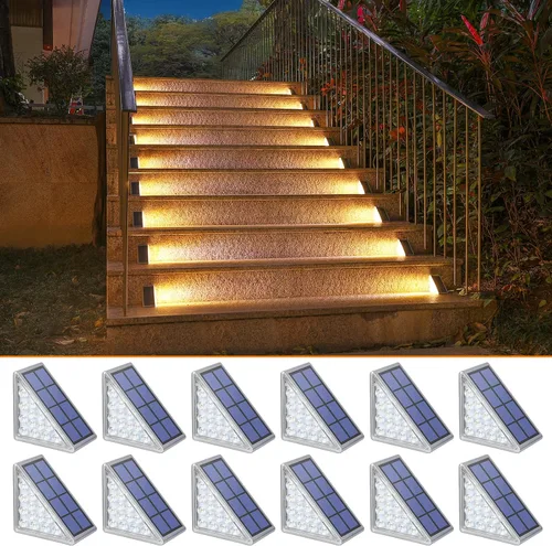 Miniatura 18 de NIORSUN Luces solares, impermeabilidad IP67, encendido/apagado automáticos, para escalones exterior, escalera, patio, porche, puerta delante, acera