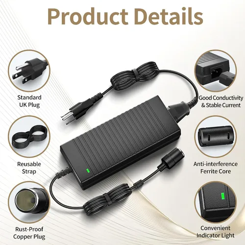 Miniatura 6 de Convertidor de CA a CC, convertidor de 120 W/10 A/7.64 pies, 110 V a 12 V, adaptador de encendedor de cigarrillos de automóvil, enchufe de fuente