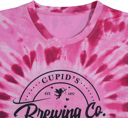 Miniatura 2 de SFHFY Camiseta de manga corta blanqueada para el día de San Valentín para mujer, diseño de corazón teñido anudado