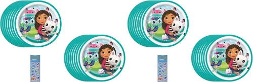 Miniatura 3 de Unique Gabbys - Paquete de suministros para fiesta de cumpleaños de casa de muñecas que incluye platos de papel para pastel de postre, 16