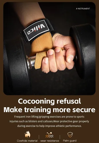 Miniatura 4 de Guantes de cuero para levantamiento de pesas, correas de muñeca para levantamiento de pesas, correas de levantamiento de pesas ajustables, agarre