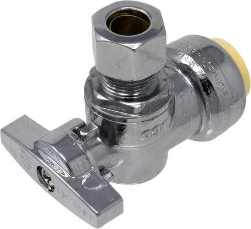 PROCURU Paquete de 1 válvula de parada angular PushFit de 1/2 pulgada nominal x 3/8 pulgadas de diámetro exterior Comp, válvula de cierre de latón