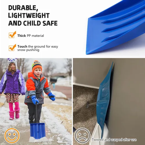 Miniatura 3 de Pala de nieve para niños, pala de nieve para niños pequeños, pala de plástico gruesa con mango de metal y agarre ergonómico en D, pala ligera de 32