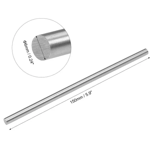 Miniatura 2 de uxcell Varilla de acero redonda, barra de torno HSS de 0.236 in, herramienta de 5.906 in de largo, para engranajes de eje, taladradora, taladradora