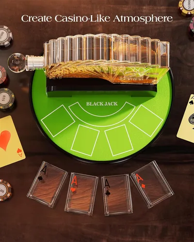 Miniatura 6 de Kollea Juego de decantador de whisky Blackjack, decantador estilo casino de 37.2 onzas con 4 vasos, dispensador de licor, divertidos regalos