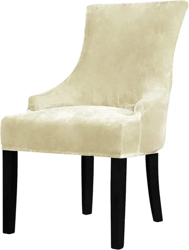 Miniatura 27 de Lellen Funda elástica de terciopelo para silla con respaldo de ala, funda protectora reutilizable para comedor, banquete, decoración del hogar, etc.