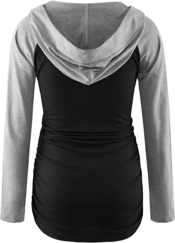 Miniatura 2 de Ginkana - Sudadera de maternidad con capucha, manga larga y cuello en V para mujer