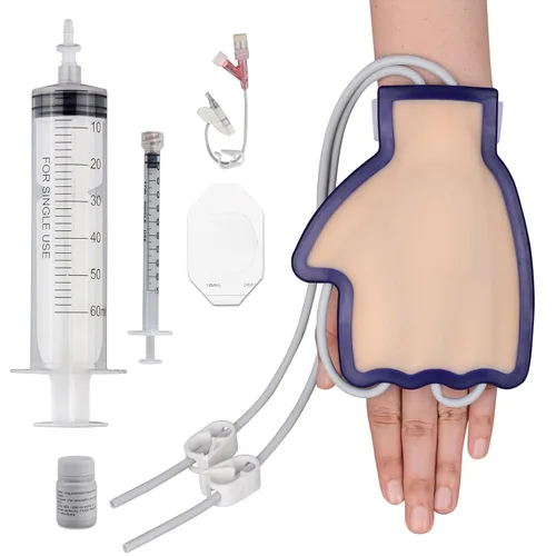 Miniatura 8 de SimCoach Kit de práctica de flebotomía y venipunción, kit de práctica IV portátil, entrenador de inyección de mano dorsal, kit de inicio IV