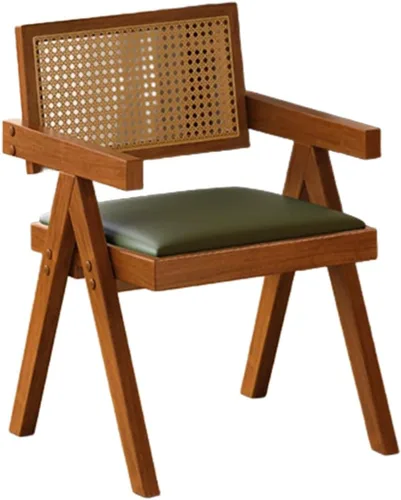 Miniatura 23 de YVYKFZD Juego de sillas de comedor de ratán, sillas de comedor de madera, sillas de cocina con respaldo tejido, sillón tapizado, silla auxiliar