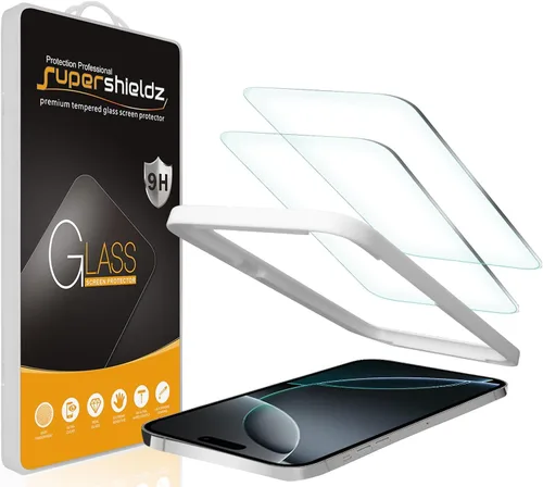 Miniatura 16 de Supershieldz (2 Pack) Diseñado para iPhone 14 Pro Max (6.7 pulgadas) Protector de pantalla de vidrio templado con (Bandeja de fácil instalación)