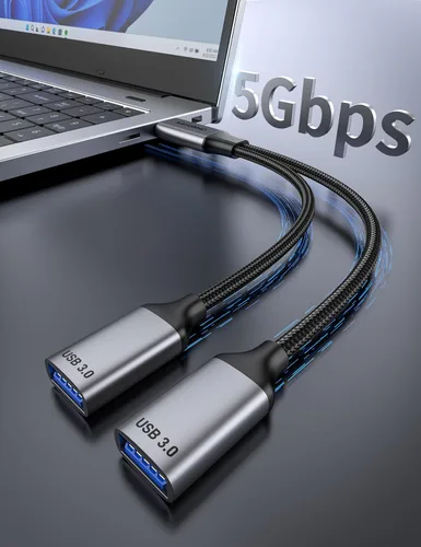 Miniatura 2 de Divisor USB 3.0 de 1 en 2 salidas, cable USB divisor Y, cable USB macho a 2 hembras para PC, tableta, portátil, MacBook, teclado, PS4, PS5, mouse