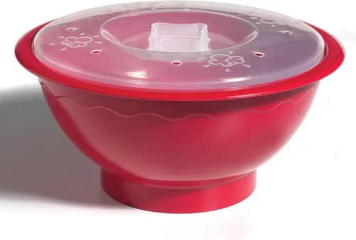 Miniatura 4 de Norpro Palomitas de maíz para microondas, 10.5 x 5 x 10.5 pulgadas, rojo, con tapa transparente