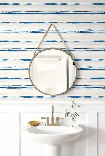 Miniatura 6 de Lillian August Luxe Haven Horizon Stripe - Papel tapiz para despegar y pegar (azul Oasis)