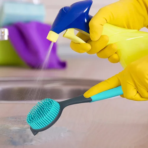 Miniatura 5 de Paquete de 2 cepillos de platos con asa, cepillo suave para lavar platos de cocina, para limpiar ollas, sartén, fregadero