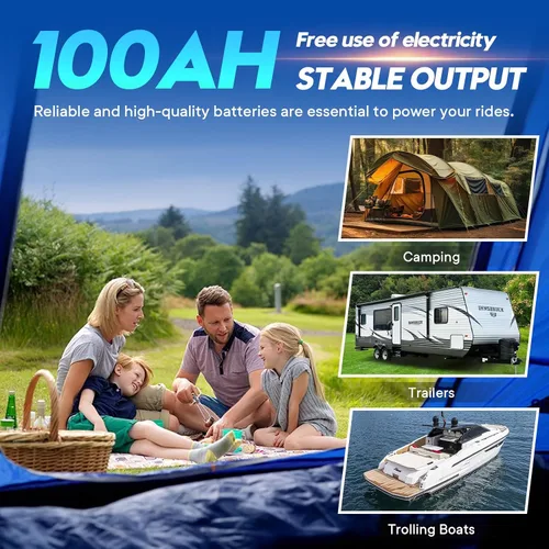 Miniatura 7 de Batería de litio LiFePO4 de 12 V y 100 Ah, BMS de 100 A mejorado, vida útil de hasta 10 años con hasta 15000 ciclos, energía máxima de 1280 Wh
