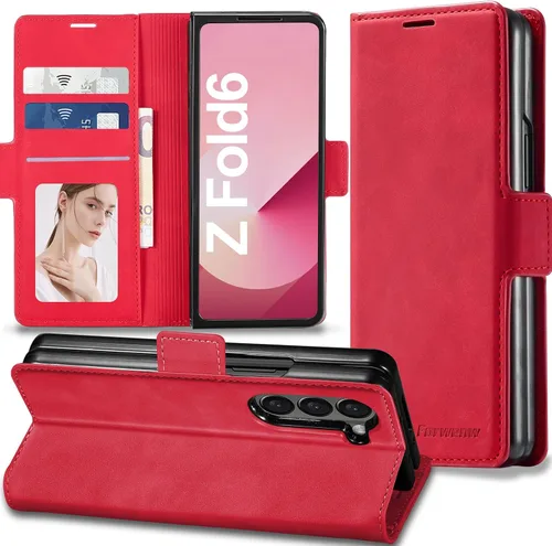 Miniatura 9 de Funda de piel con tapa para Samsung Galaxy Z Flip 3, con protección de bisagra, delgada y magnética tipo cartera [1 tarjetero], funda protectora a
