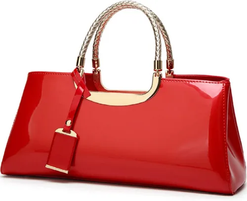 XingChen Bolso brillante de las mujeres del bolso del bolso de la manija superior del cuero de la patente del bolso estructurado del bolso del bolso