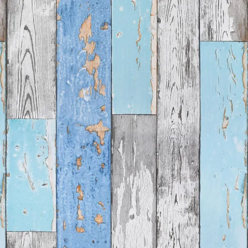 Caltero Papel tapiz de tablones de madera de 17.71 pulgadas × 98.4 pies, papel tapiz de madera envejecida azul para despegar y pegar, papel tapiz de