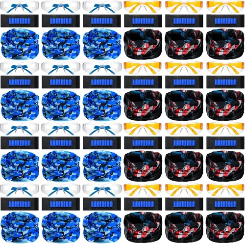 Miniatura 8 de Sosation 24 juegos de suministros de fiesta de armas para niños y niñas, 72 piezas, regalos de fiesta de armas, paquete de cumpleaños de dos Azul