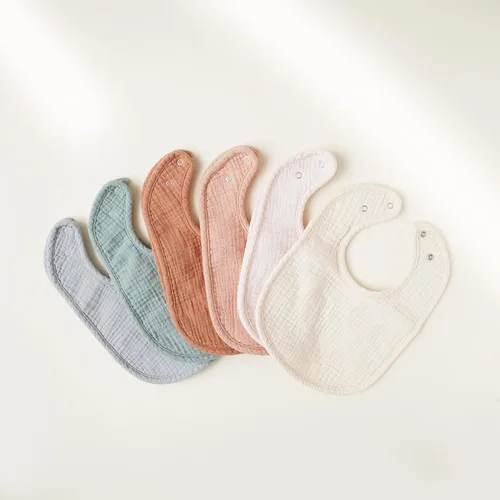 Miniatura 2 de Konssy Juego de 6 baberos de muselina para niños y niñas, baberos de bandana de algodón suave absorbentes para babeo y dentición Algodón de azúcar