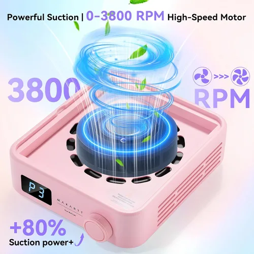 Miniatura 8 de Makartt - Colector de polvo de uñas profesional – Potente máquina de succión silenciosa para uñas acrílicas. Adecuado para manicura y pedicura