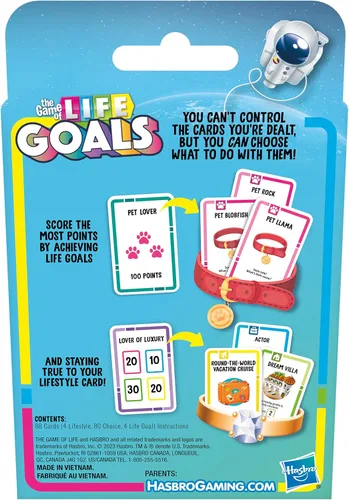 Miniatura 4 de Hasbro Gaming The Game of Life Goals Card y juego familiar de juego rápido, 2-4 jugadores, divertidas actividades de verano, esenciales para viajes