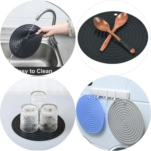 Miniatura 4 de Salvamanteles de silicona para ollas y sartenes calientes, alfombrillas grandes de 12 y 9 pulgadas de diámetro, salvamanteles de silicona
