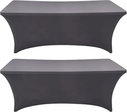 SEPARO Paquete de 2 Cubiertas de Mesa de 4 Pies Color Gris Mantel Rectangular Ajustado Tela Elástica Mantel de 4 pies Sin Arrugas para Fiestas