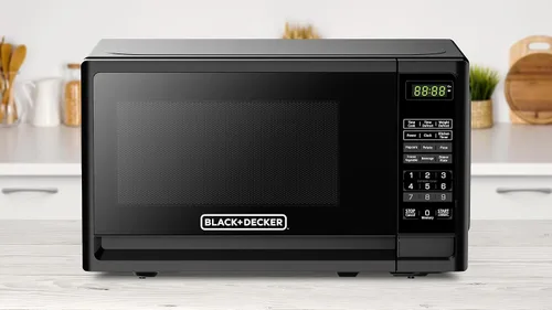 Miniatura 5 de BLACK+DECKER Horno de microondas compacto de encimera de 700 vatios de 0.7 pies cúbicos con iluminación LED, bloqueo para niños Negro
