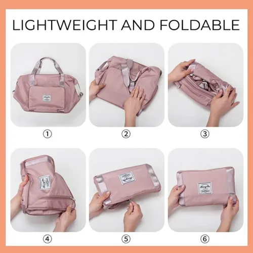 Miniatura 6 de Bolsa de viaje plegable de gran capacidad, seca y húmeda, separada, plegable, bolsa de gimnasio, bolsa de viaje de moda, espacio expandible