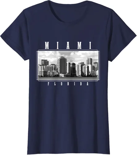 Miniatura 25 de Miami Skyline Florida Pride Vintage Miami Camiseta, Negro