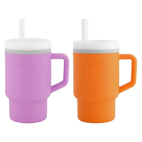 Miniatura 11 de Infantino Mi primer vaso – Adorables vasos en miniatura con pajita resistente a fugas y asa amigable para niños pequeños, fomenta la hidratación