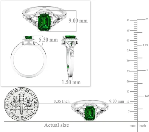Miniatura 5 de Dazzlingrock Collection Anillo de compromiso de esmeralda creada en laboratorio de 0.276 x 0.197in, oro de 10 quilates