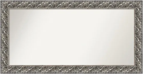 Miniatura 395 de Amanti Art Espejo de baño plateado para sobre fregadero, 26 x 26 pulgadas, espejo cuadrado de níquel pulido, marco de madera tradicional mediano, se