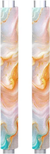 Miniatura 42 de Pardick Juego de 2 cubiertas para manija de puerta de refrigerador, diseño de hoja de limón amarillo lavable, protector decorativo para manija