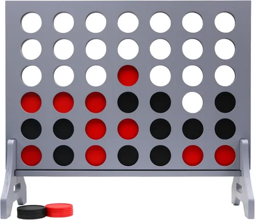 Miniatura 66 de Juego gigante 4 en una fila para familia y adultos – Tailgating Pros Jumbo de madera gris cuatro en una fila juego de patio para interiores