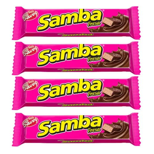 Miniatura 5 de Samba Strawberry - Cocosette - Comida venezolana pirucream; galletas rellenas de fresa, galletas obleas de crema de coco, obleas enrolladas