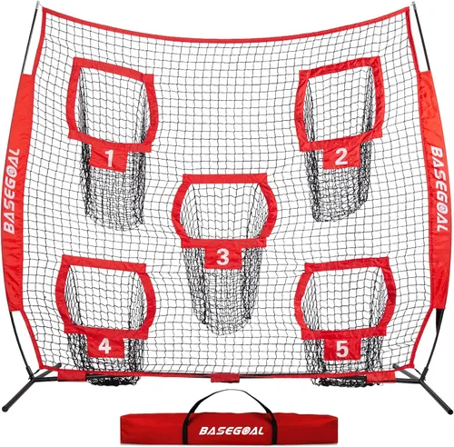 Miniatura 10 de BaseGoal Redes de Fútbol Americano para Lanzamiento, Objetivo de Fútbol Americano, Equipo de Entrenamiento de Quarterback con 5 Bolsillos Objetivo