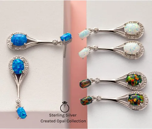 Miniatura 5 de Aretes de ópalo y plata esterlina con forma oval de 3,50quilates