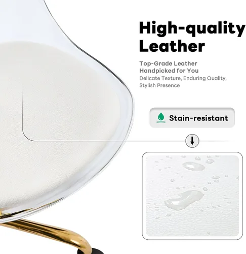 Miniatura 5 de Lessmore Silla de escritorio transparente, silla ajustable de acrílico para oficina en casa con ruedas, silla giratoria giratoria para oficina