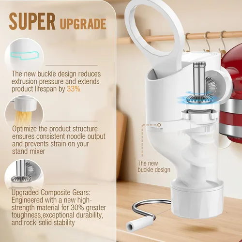 Miniatura 4 de Accesorio de prensa de pasta gourmet Fedowal para batidora de pie Kitchenaid, accesorio para hacer pasta con 7 placas intercambiables, accesorio