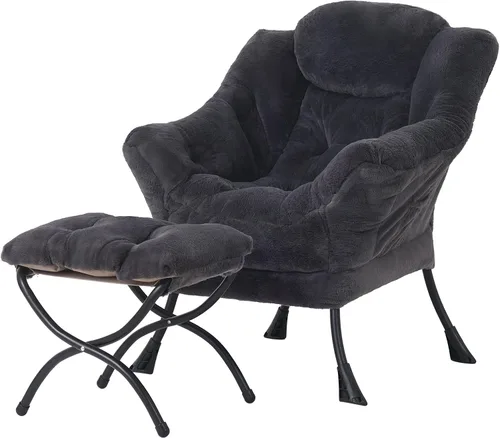 Miniatura 30 de Welnow - Silla perezosa con otomana, moderna silla de descanso con reposabrazos y bolsillo lateral, juego de sillón tapizado de ocio, sillón