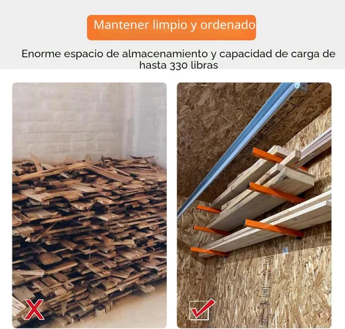 Miniatura 4 de Ultrawall Organizador de madera de montaje en pared y estante de metal para almacenamiento de madera con 3 niveles