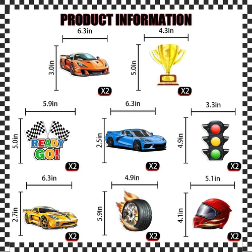 Miniatura 4 de KORHONEN Decoraciones de fiesta de cumpleaños con temática de auto de carreras para niños y adultos, incluye pancarta de feliz cumpleaños